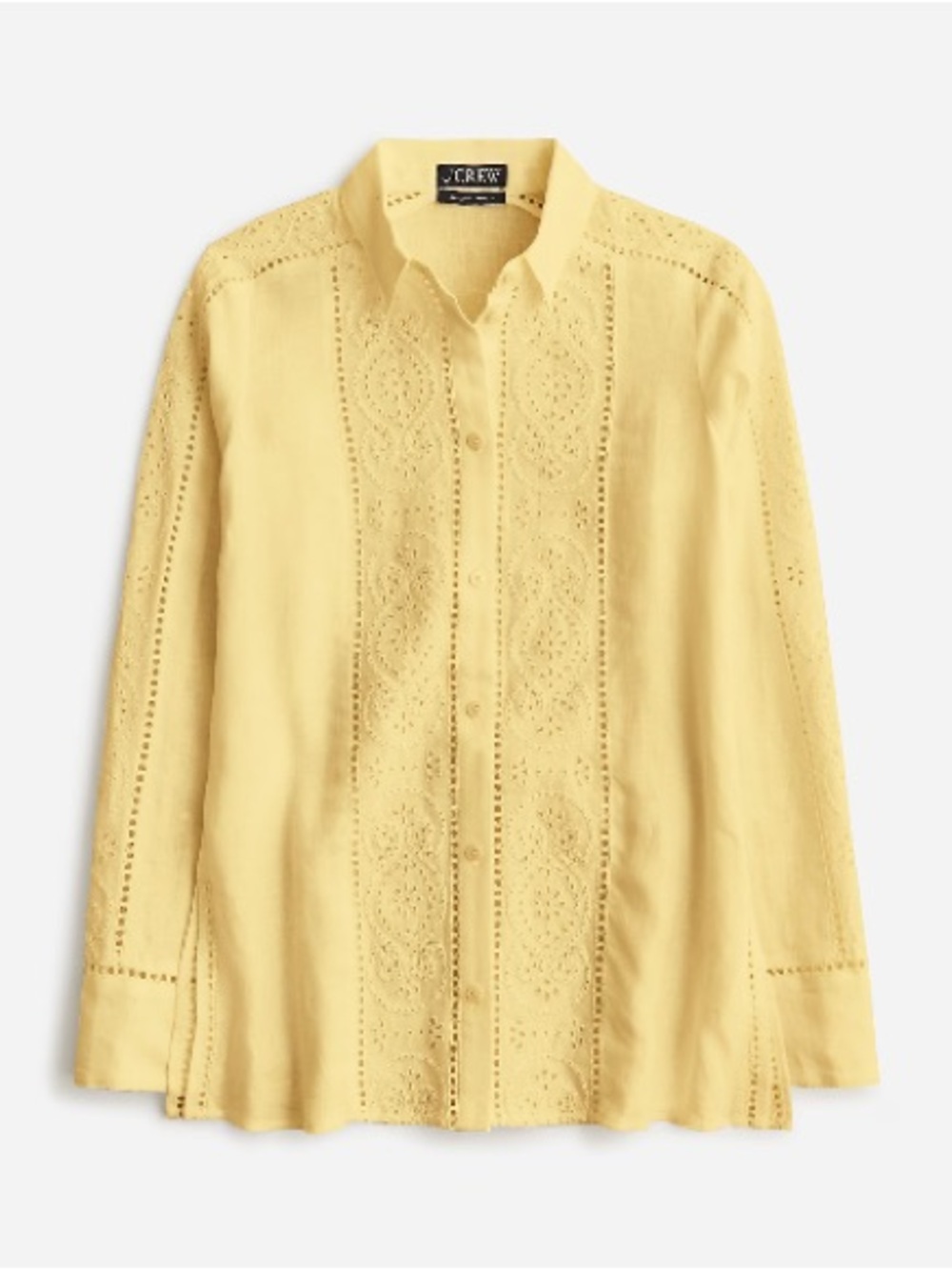 J. Crew Garçon Classic Shirt Eyelet Linen Lemon Yellow Button Down size 22 NWT